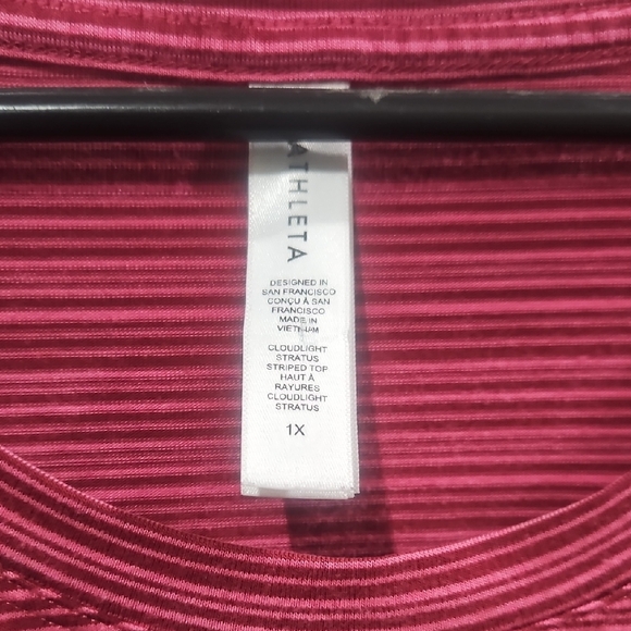 Athleta Red Striped Long Sleeve Top Size 1x - Picture 2 of 6